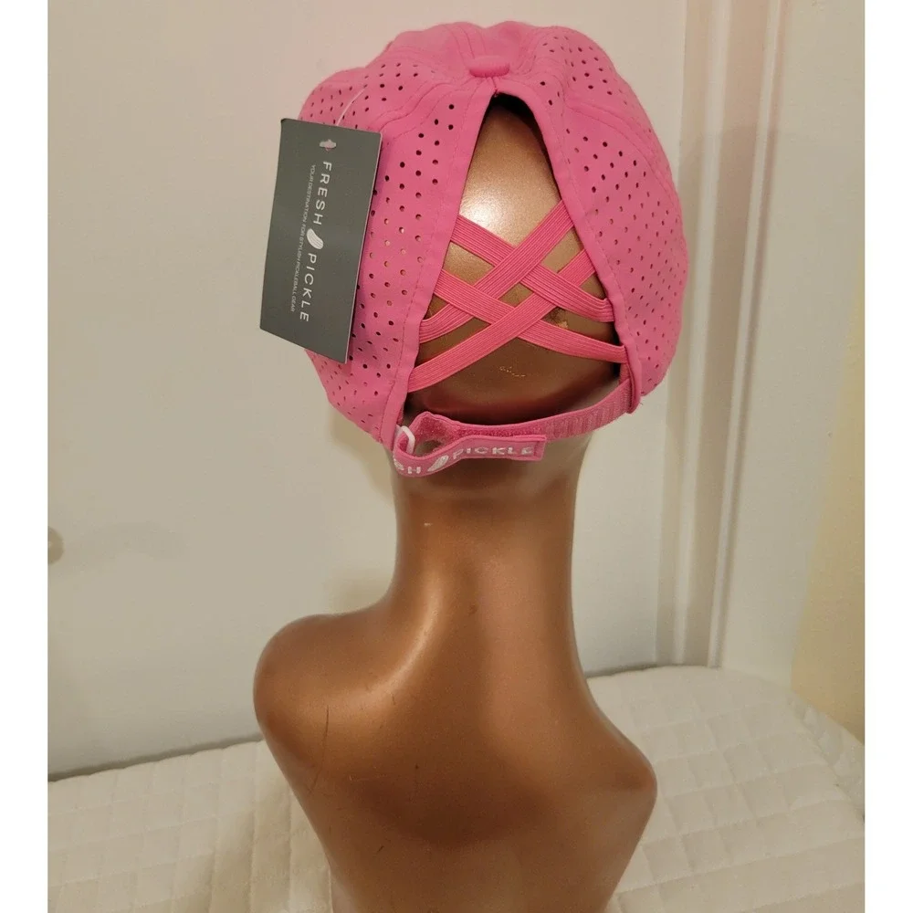 NWT Fresh Pickle Women's Pink Ponytail Pickleball Hat Mesh Cap Athletic Tennis